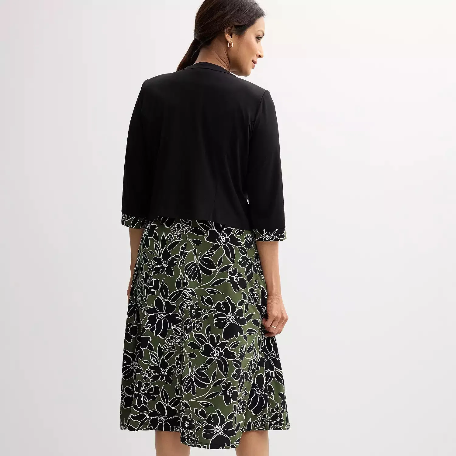 2-pc. Knit Jacket & Floral Dress Set - Sandra Darren