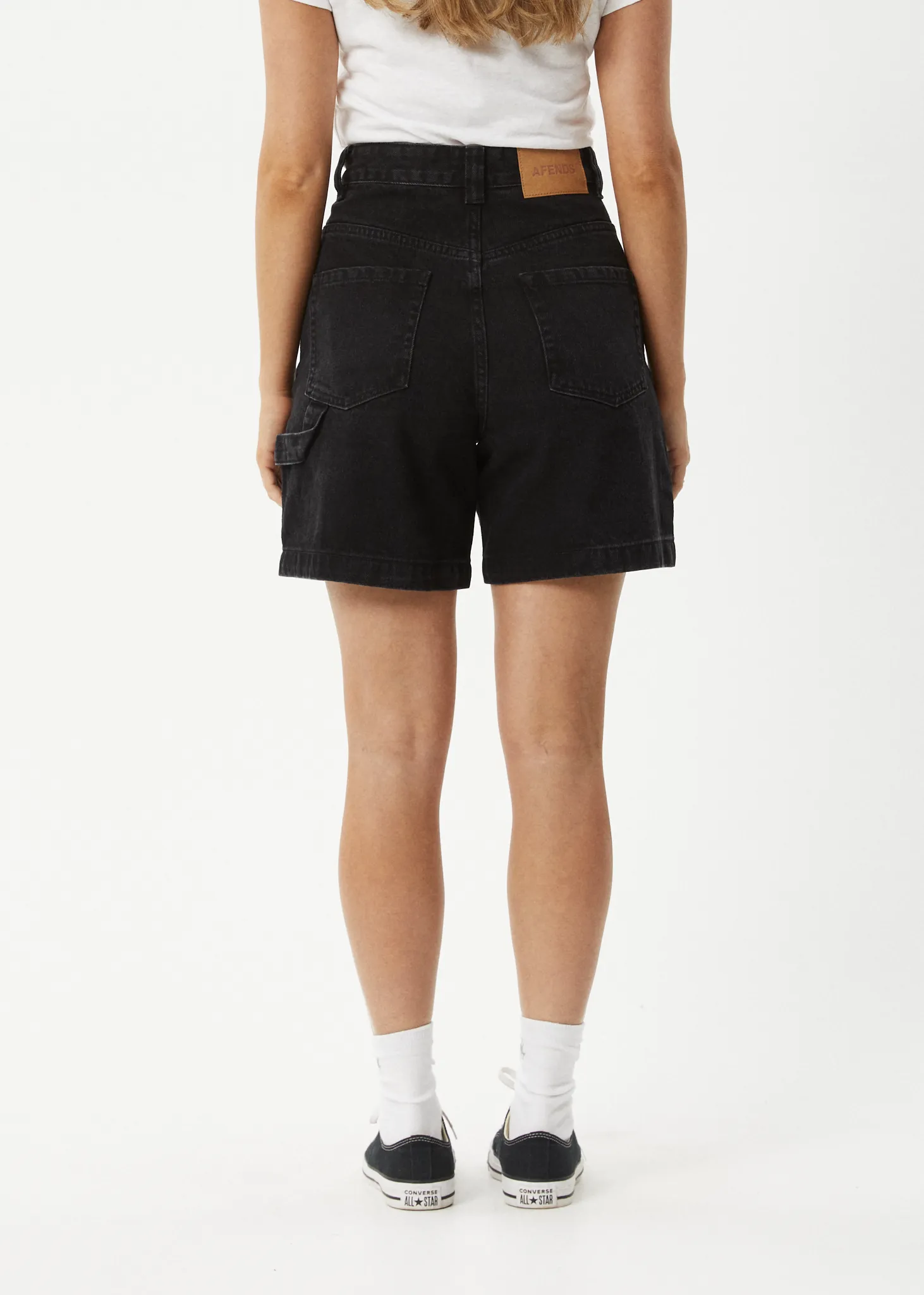 AFENDS Womens Emilie - Denim Workwear Short - Washed Black
