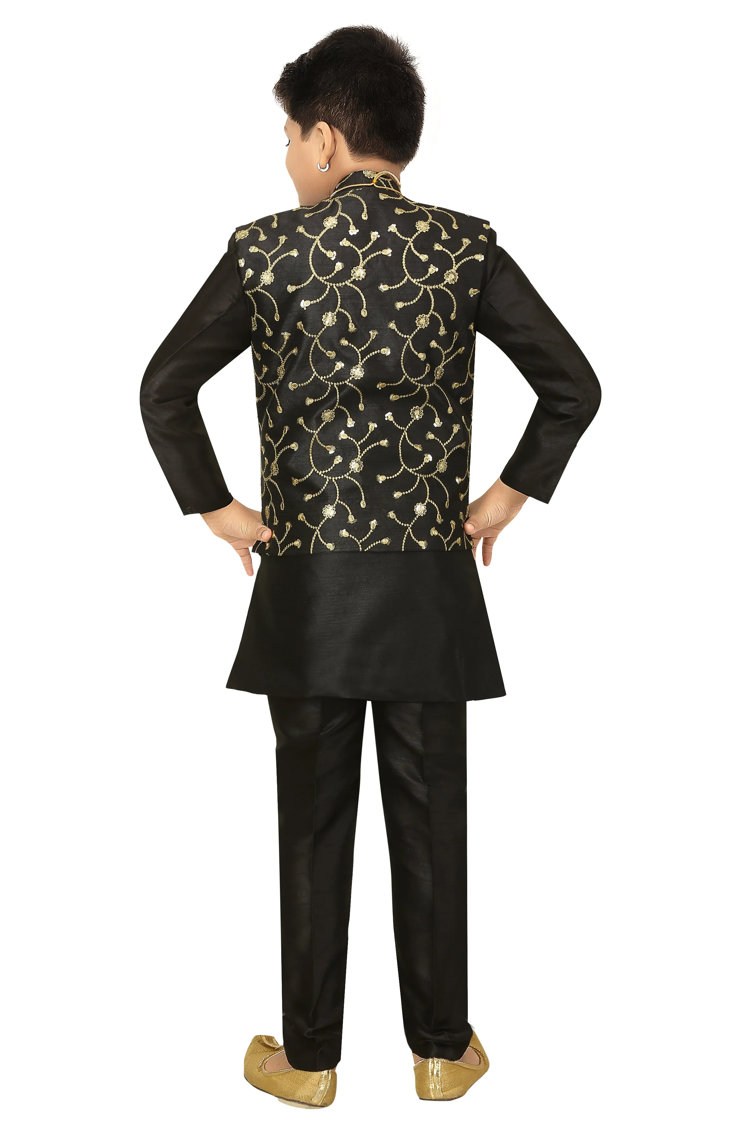 Ahhaaaa Kids Ethnic Waistcoat Kurta and Pajama Set For Boys (Sherwani)