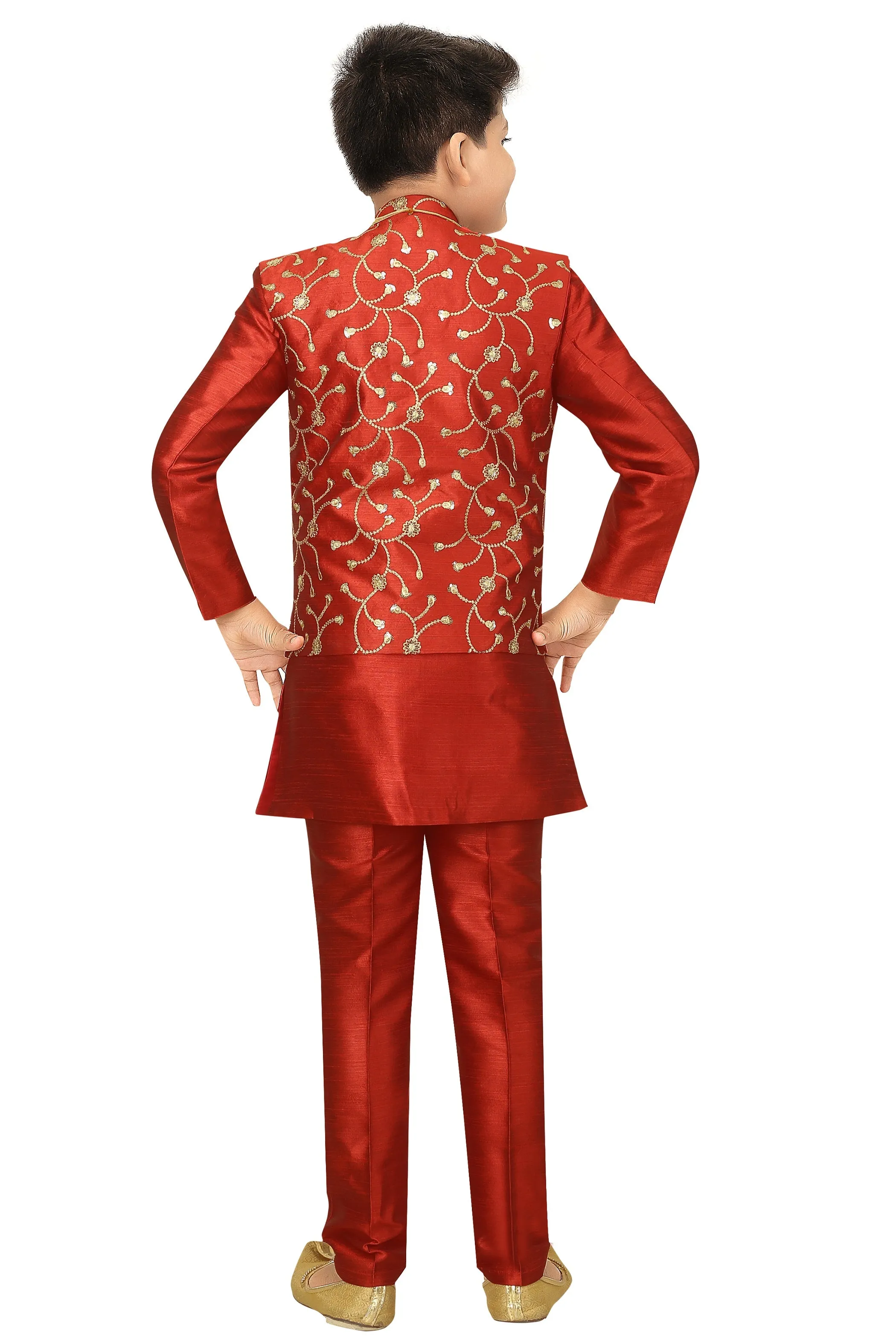 Ahhaaaa Kids Ethnic Waistcoat Kurta and Pajama Set For Boys (Sherwani)