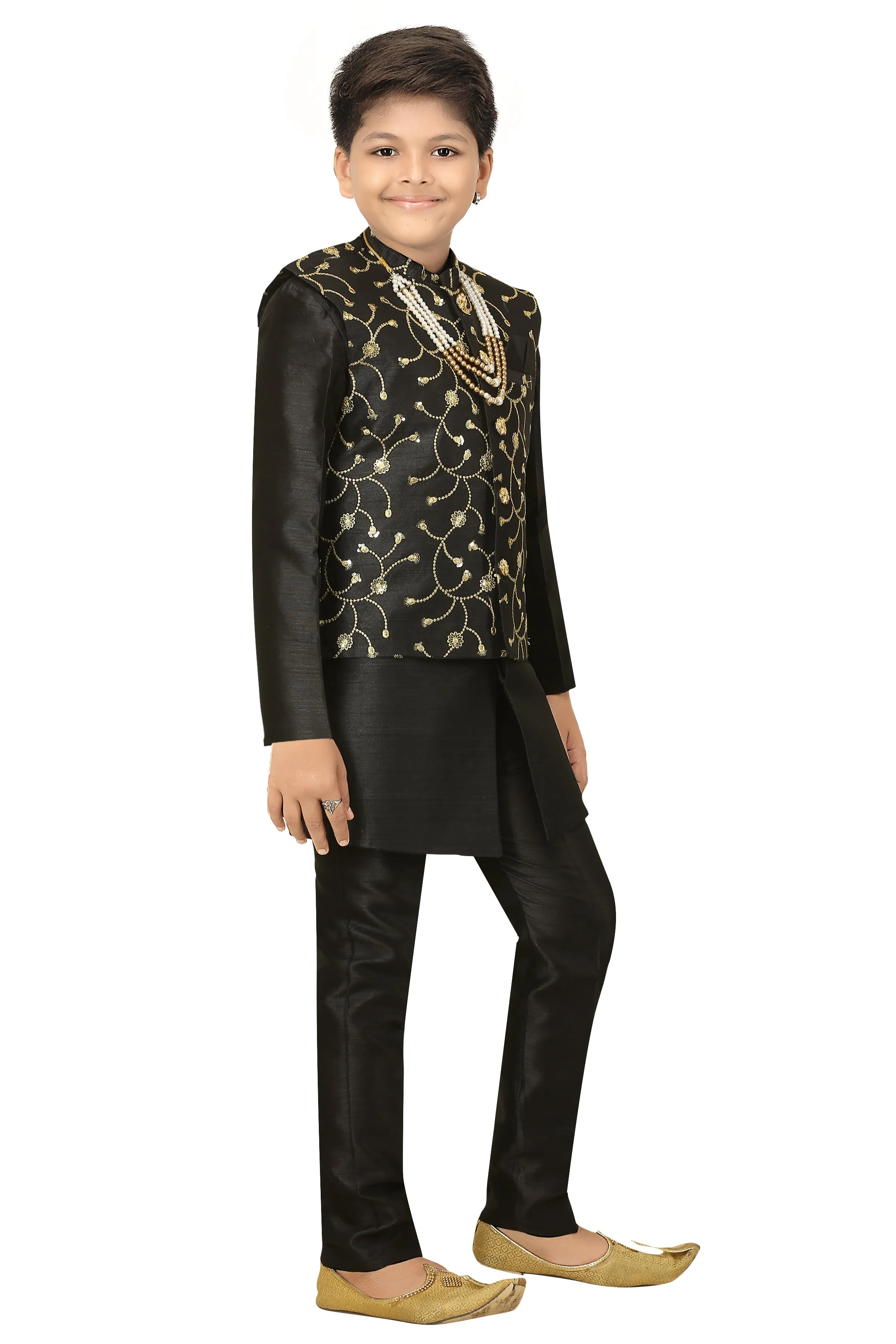 Ahhaaaa Kids Ethnic Waistcoat Kurta and Pajama Set For Boys (Sherwani)