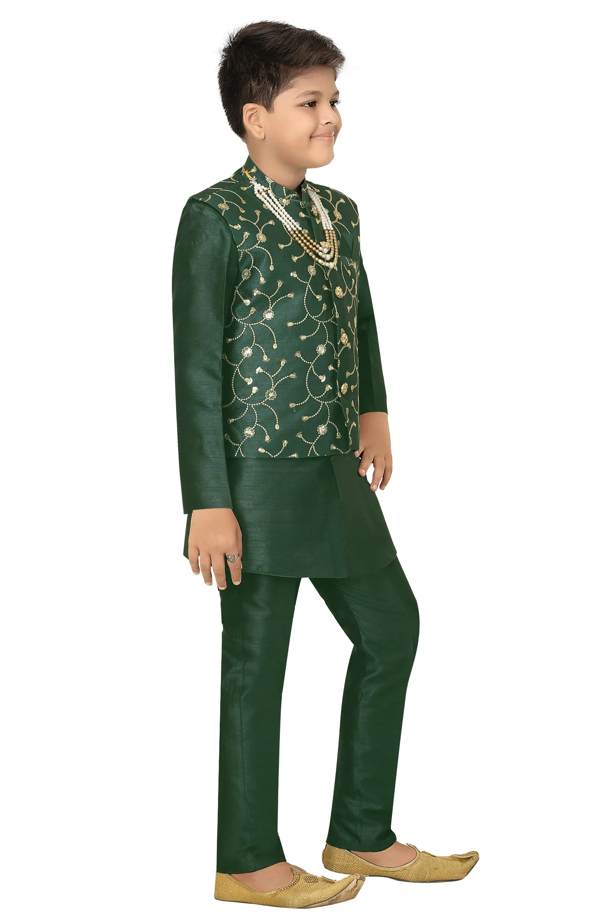 Ahhaaaa Kids Ethnic Waistcoat Kurta and Pajama Set For Boys (Sherwani)
