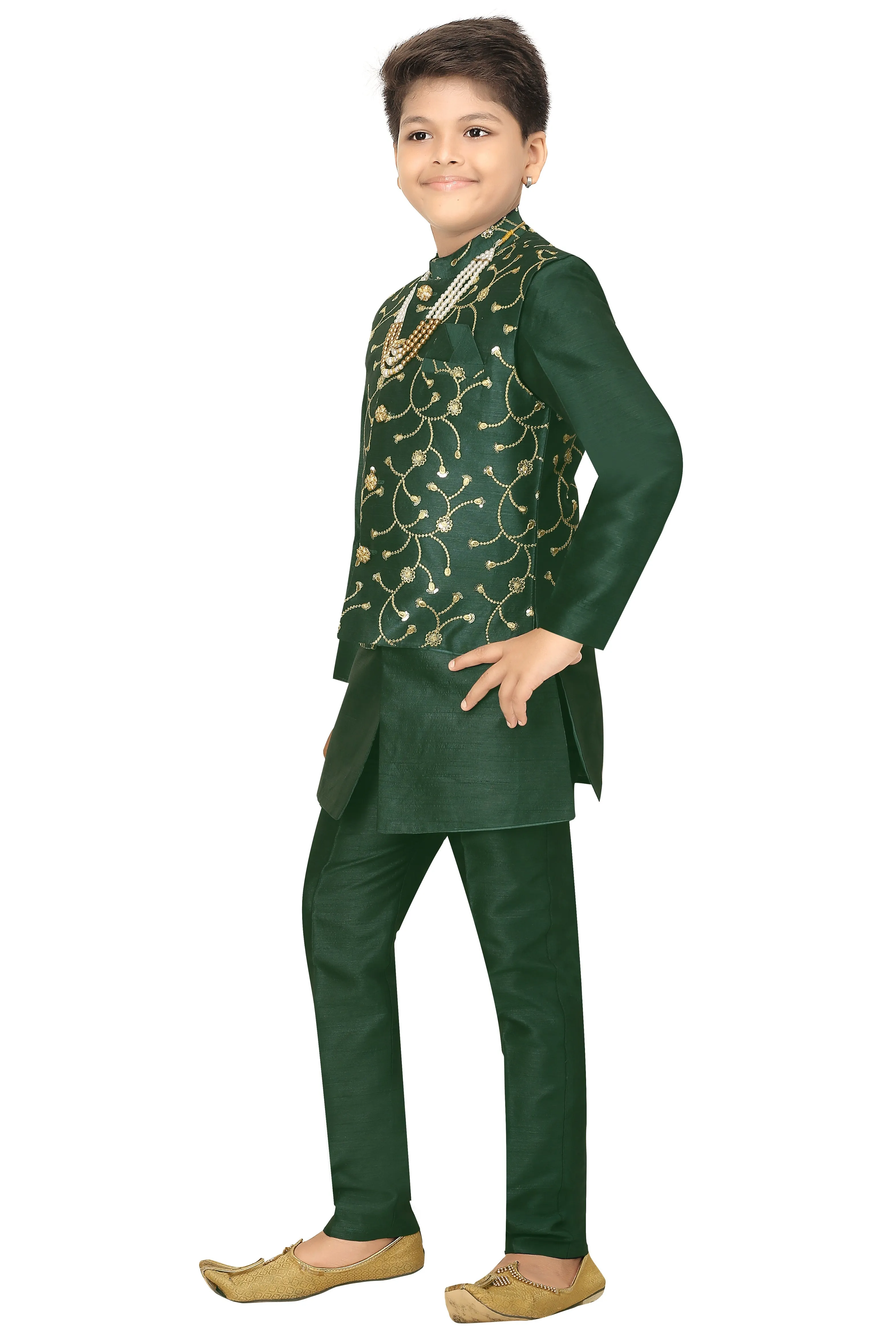 Ahhaaaa Kids Ethnic Waistcoat Kurta and Pajama Set For Boys (Sherwani)