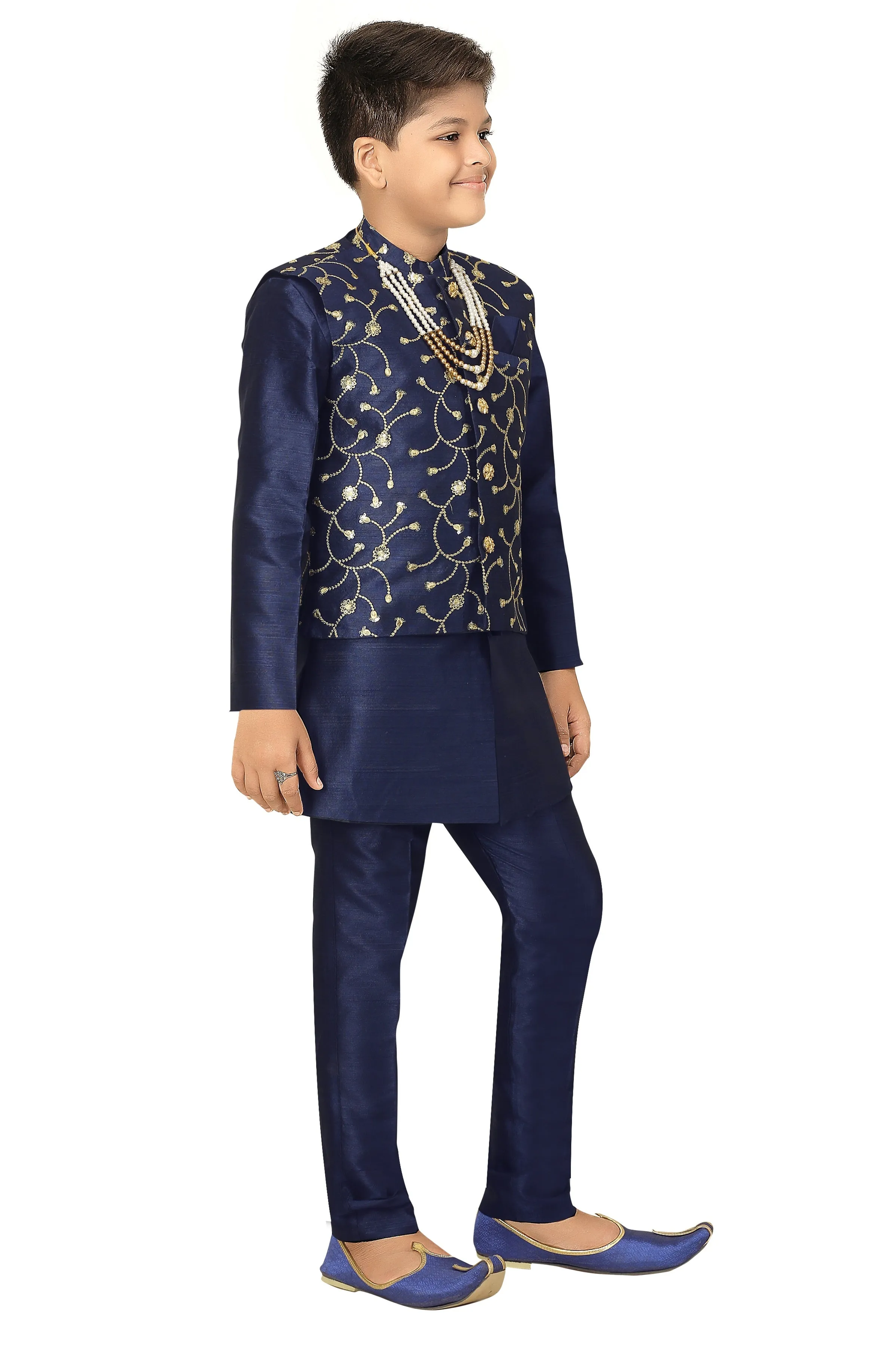 Ahhaaaa Kids Ethnic Waistcoat Kurta and Pajama Set For Boys (Sherwani)