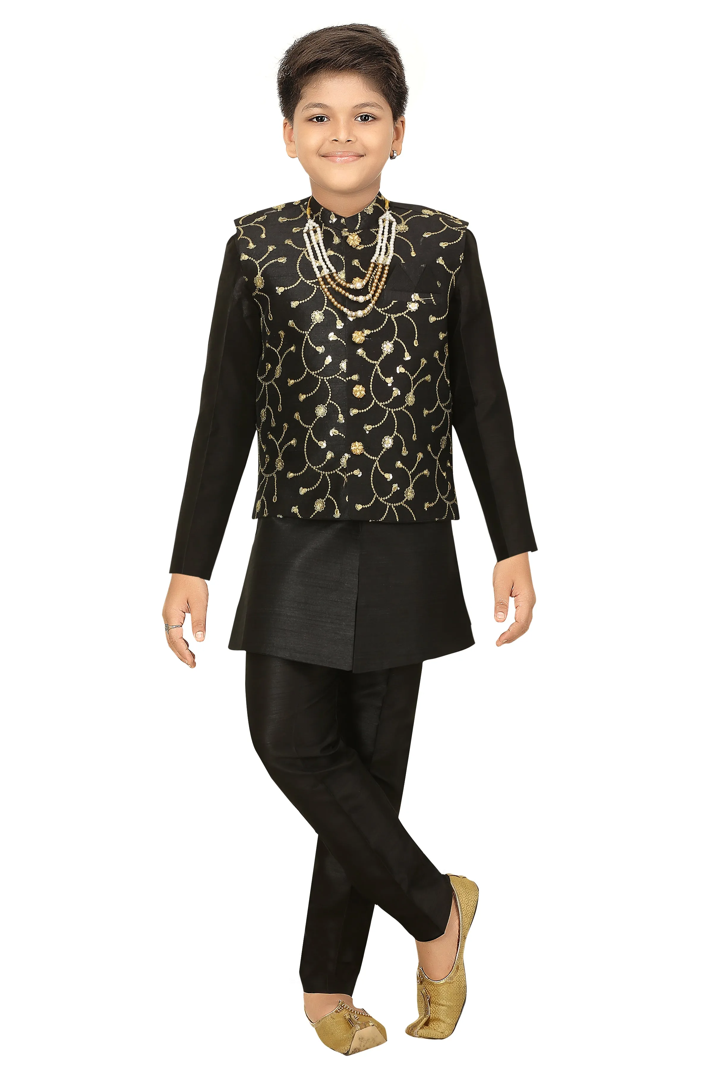 Ahhaaaa Kids Ethnic Waistcoat Kurta and Pajama Set For Boys (Sherwani)