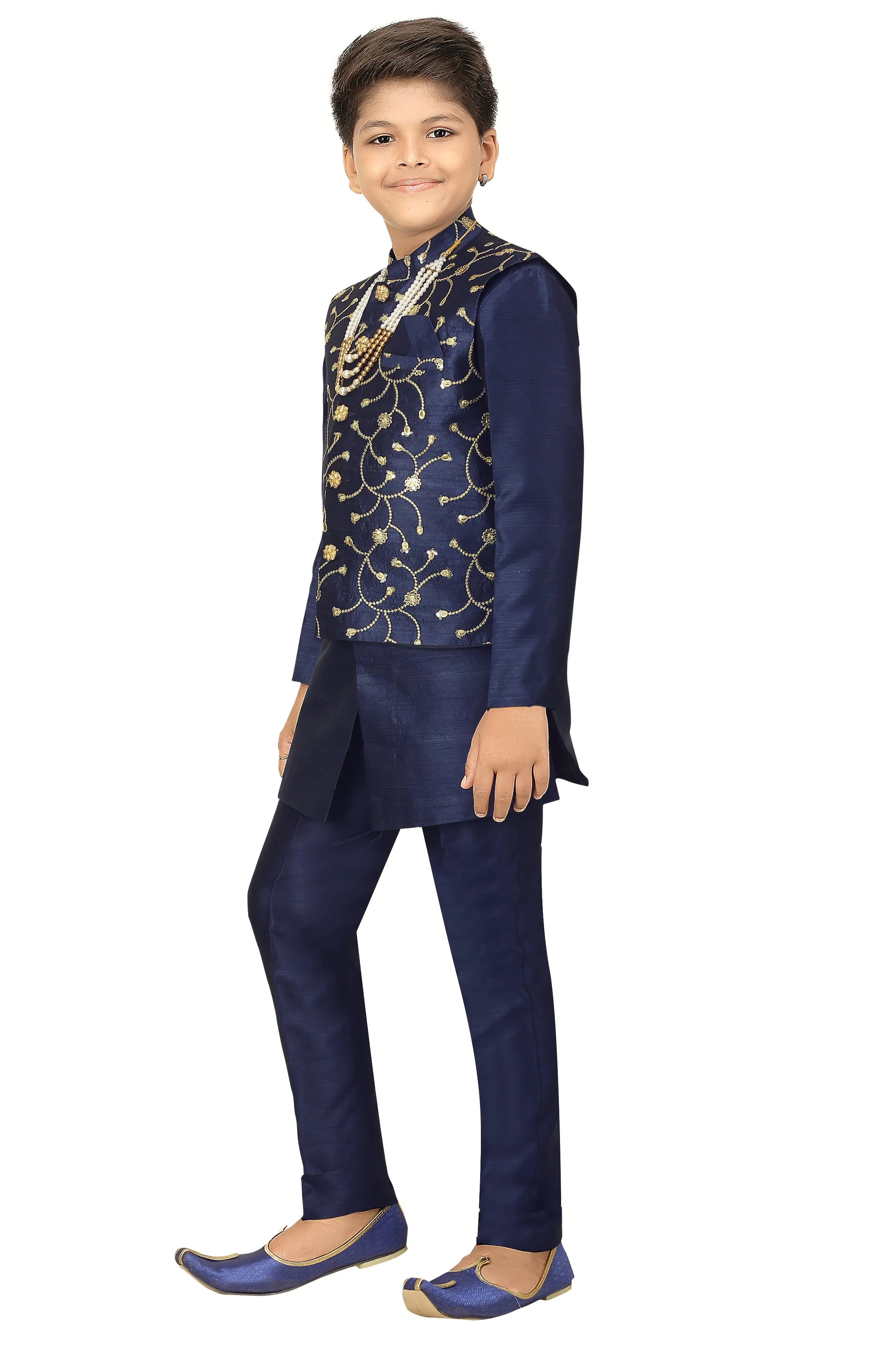 Ahhaaaa Kids Ethnic Waistcoat Kurta and Pajama Set For Boys (Sherwani)