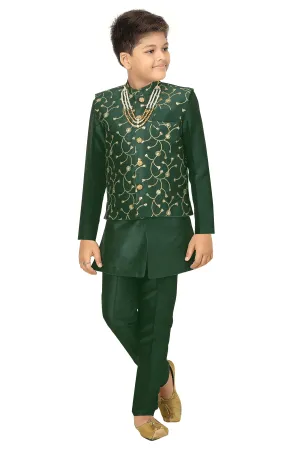 Ahhaaaa Kids Ethnic Waistcoat Kurta and Pajama Set For Boys (Sherwani)
