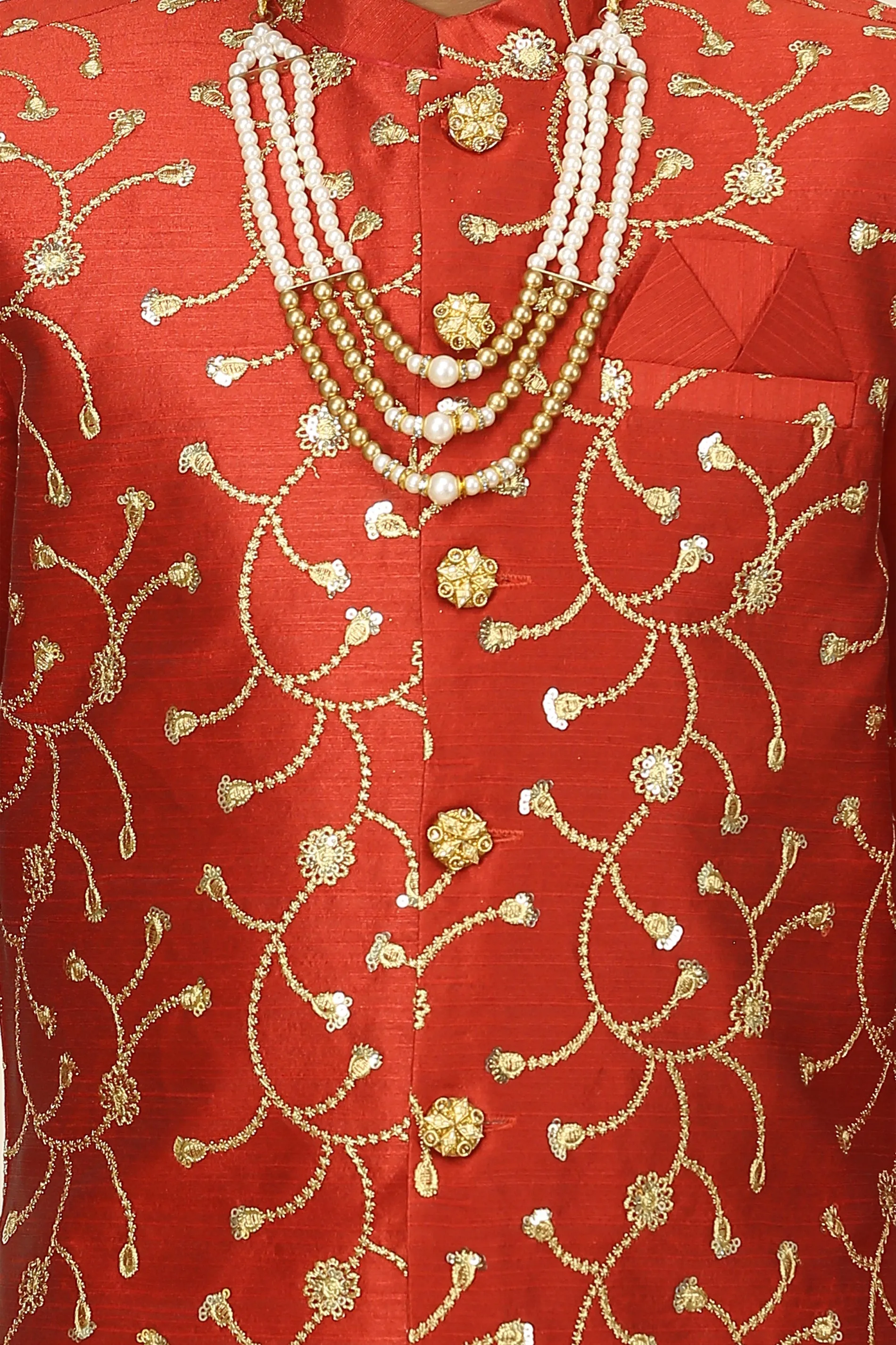 Ahhaaaa Kids Ethnic Waistcoat Kurta and Pajama Set For Boys (Sherwani)