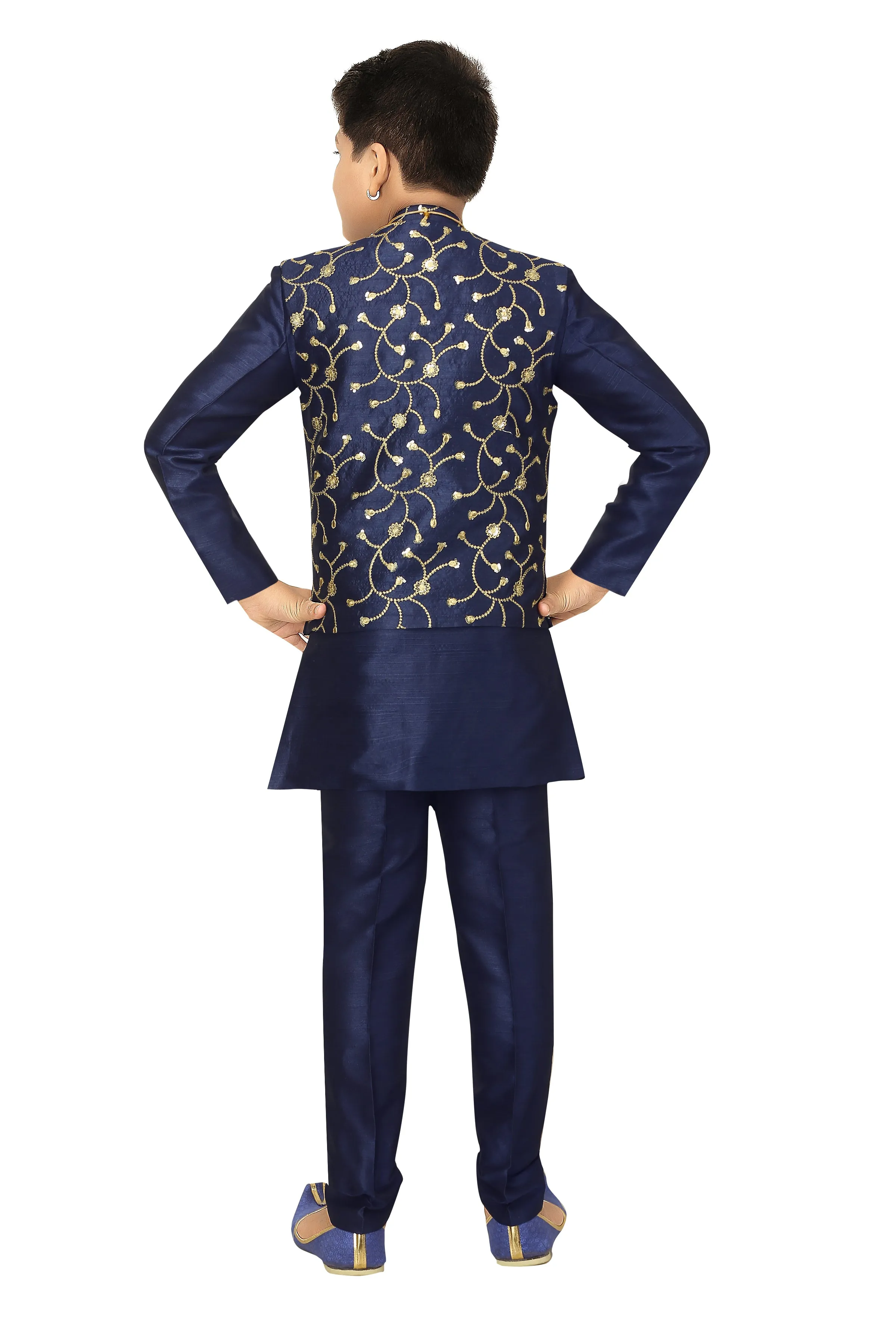 Ahhaaaa Kids Ethnic Waistcoat Kurta and Pajama Set For Boys (Sherwani)