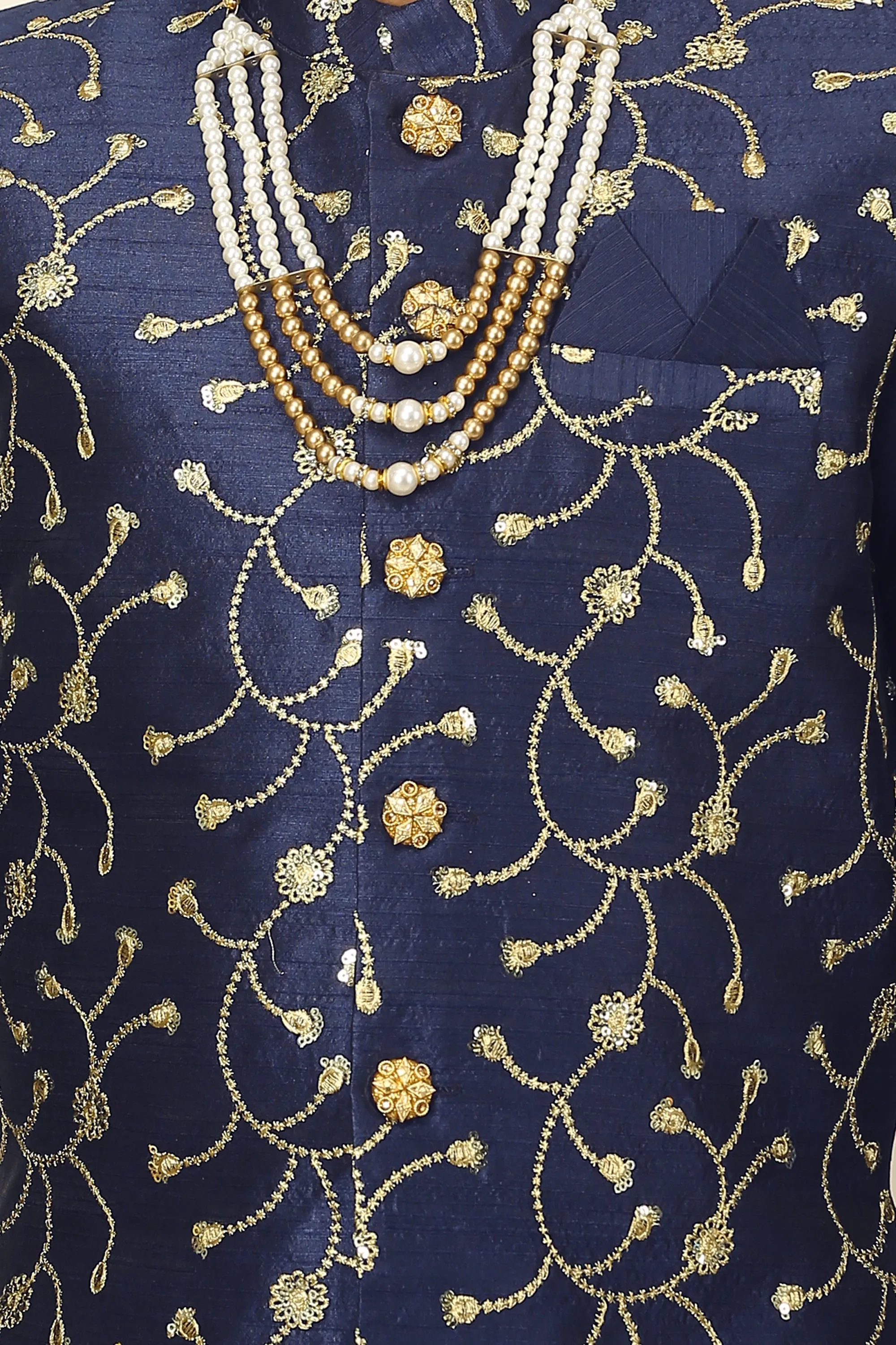 Ahhaaaa Kids Ethnic Waistcoat Kurta and Pajama Set For Boys (Sherwani)