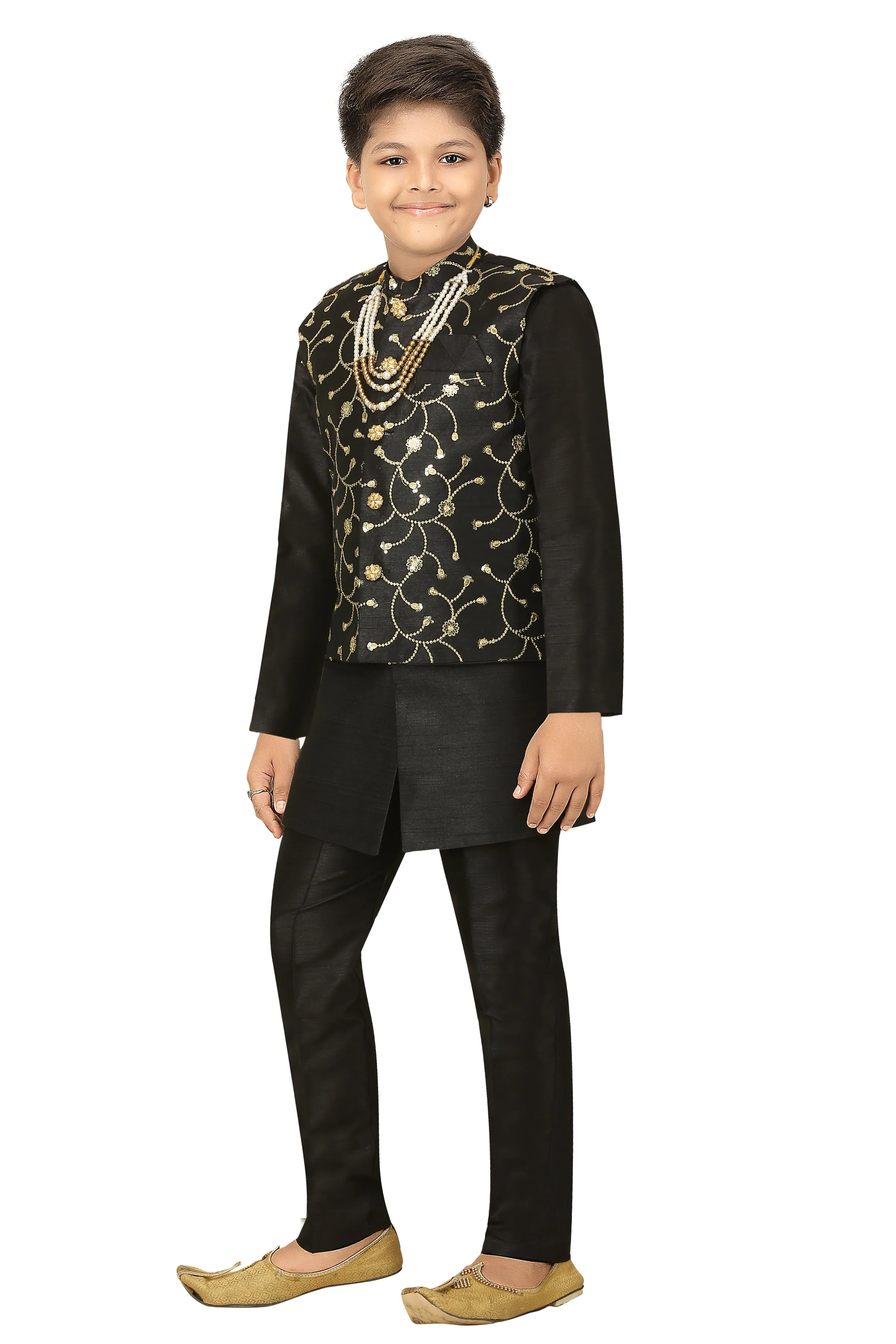 Ahhaaaa Kids Ethnic Waistcoat Kurta and Pajama Set For Boys (Sherwani)