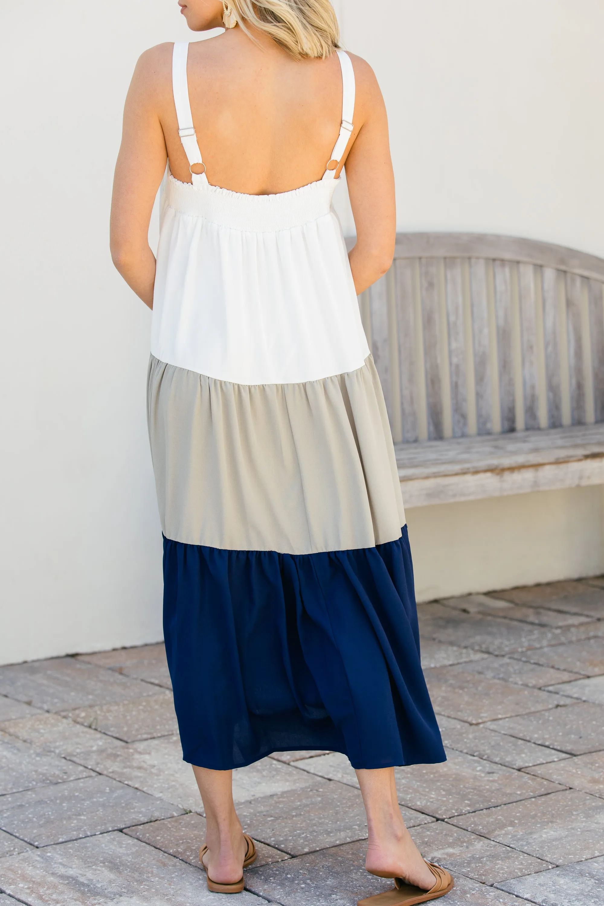 Beyond Beauty Navy Blue Colorblock Midi Dress
