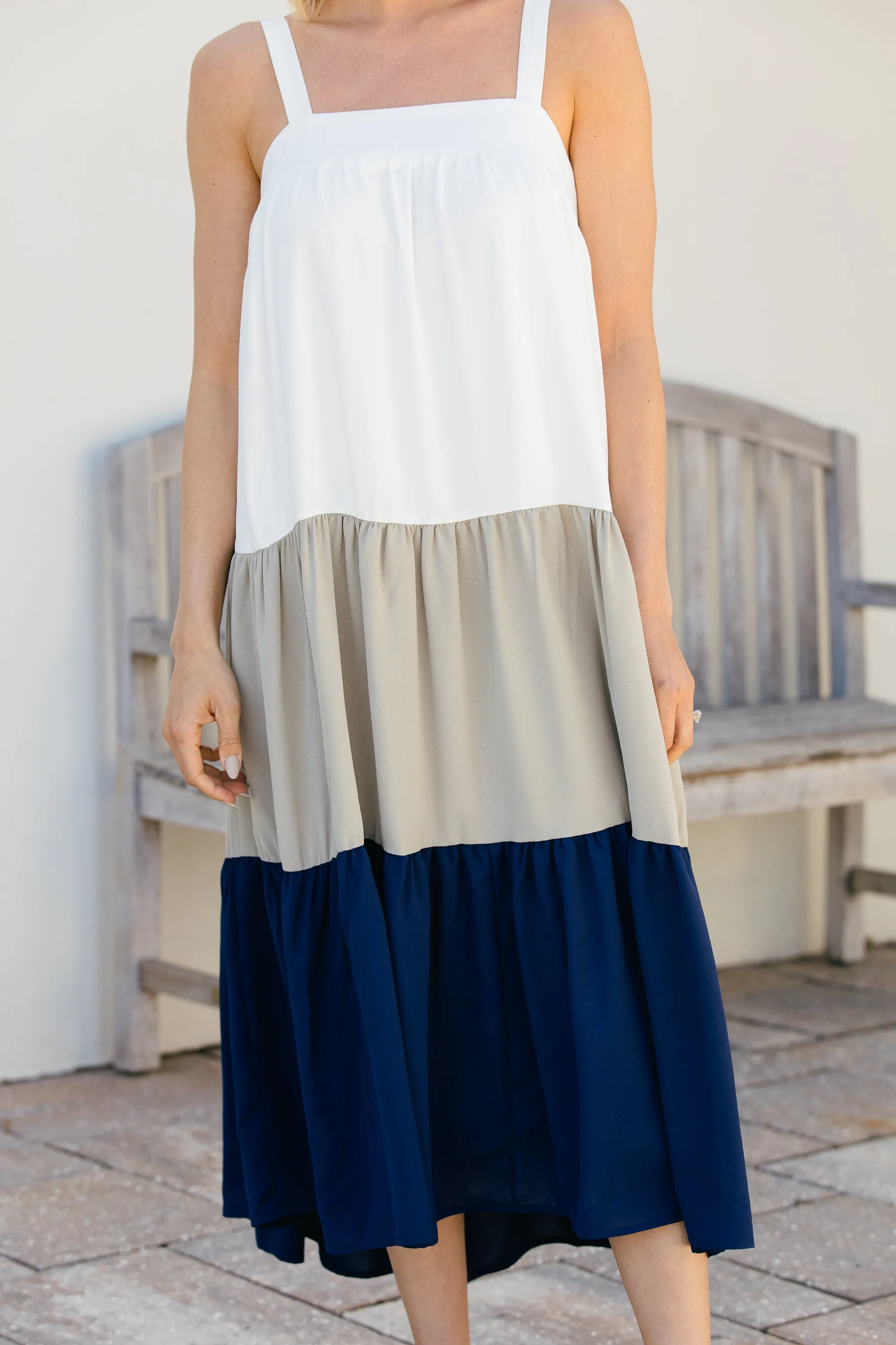 Beyond Beauty Navy Blue Colorblock Midi Dress