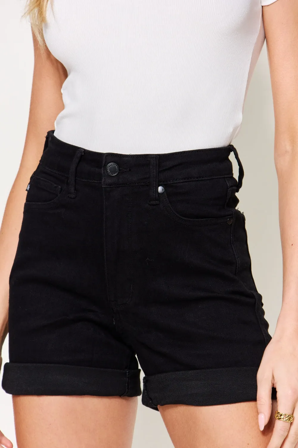 Black Out Cuffed Denim Shorts