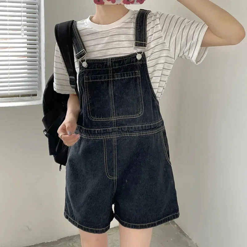 Blue Denim Shorts Female Summer Loose Wide Leg Jumpsuit