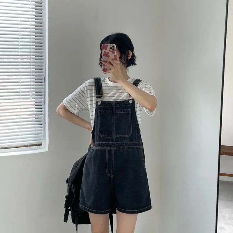 Blue Denim Shorts Female Summer Loose Wide Leg Jumpsuit