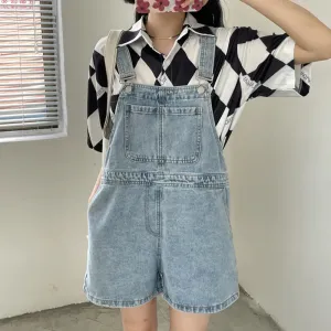 Blue Denim Shorts Female Summer Loose Wide Leg Jumpsuit