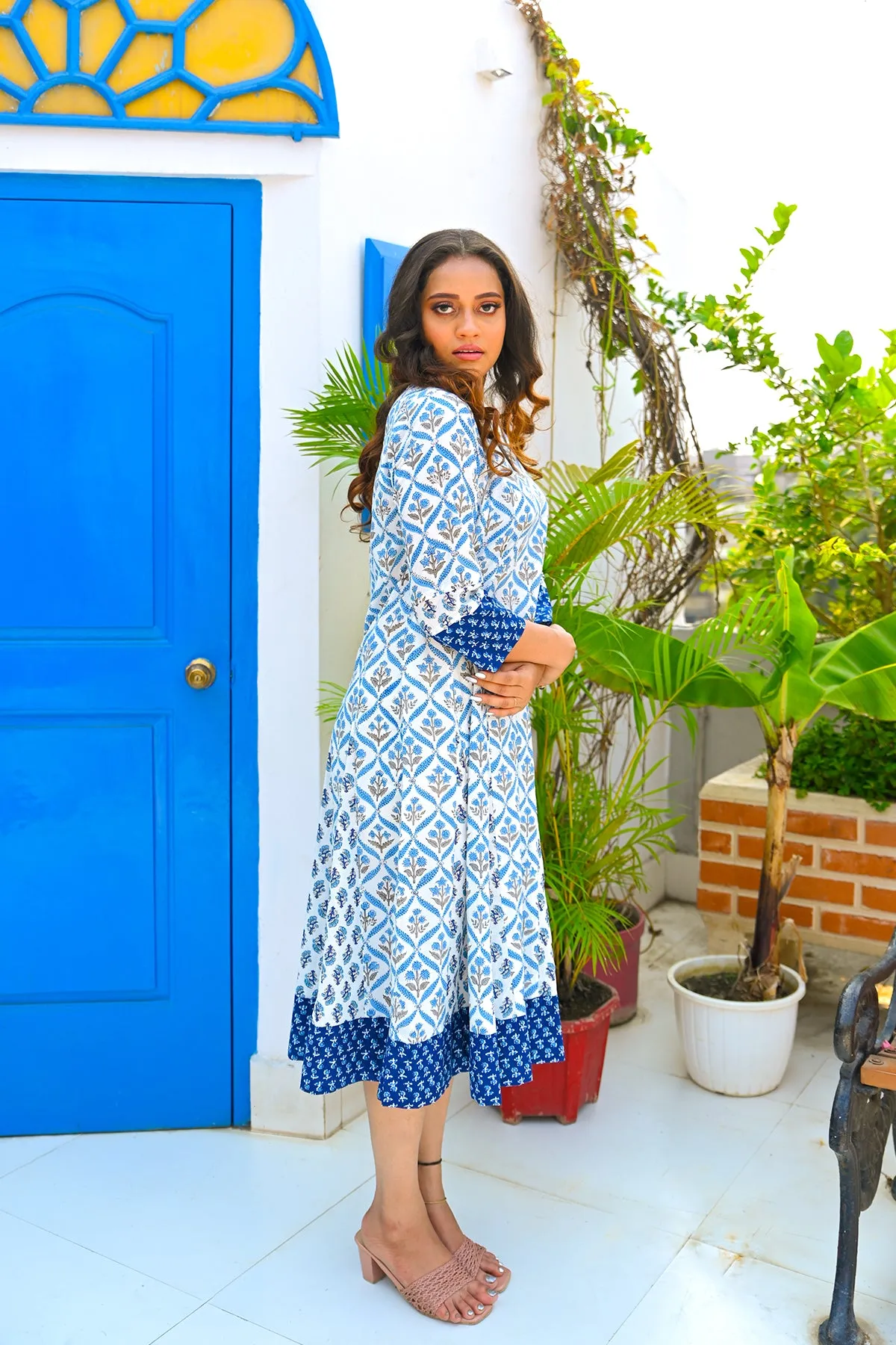 Blue Pure Cotton Kali Dress