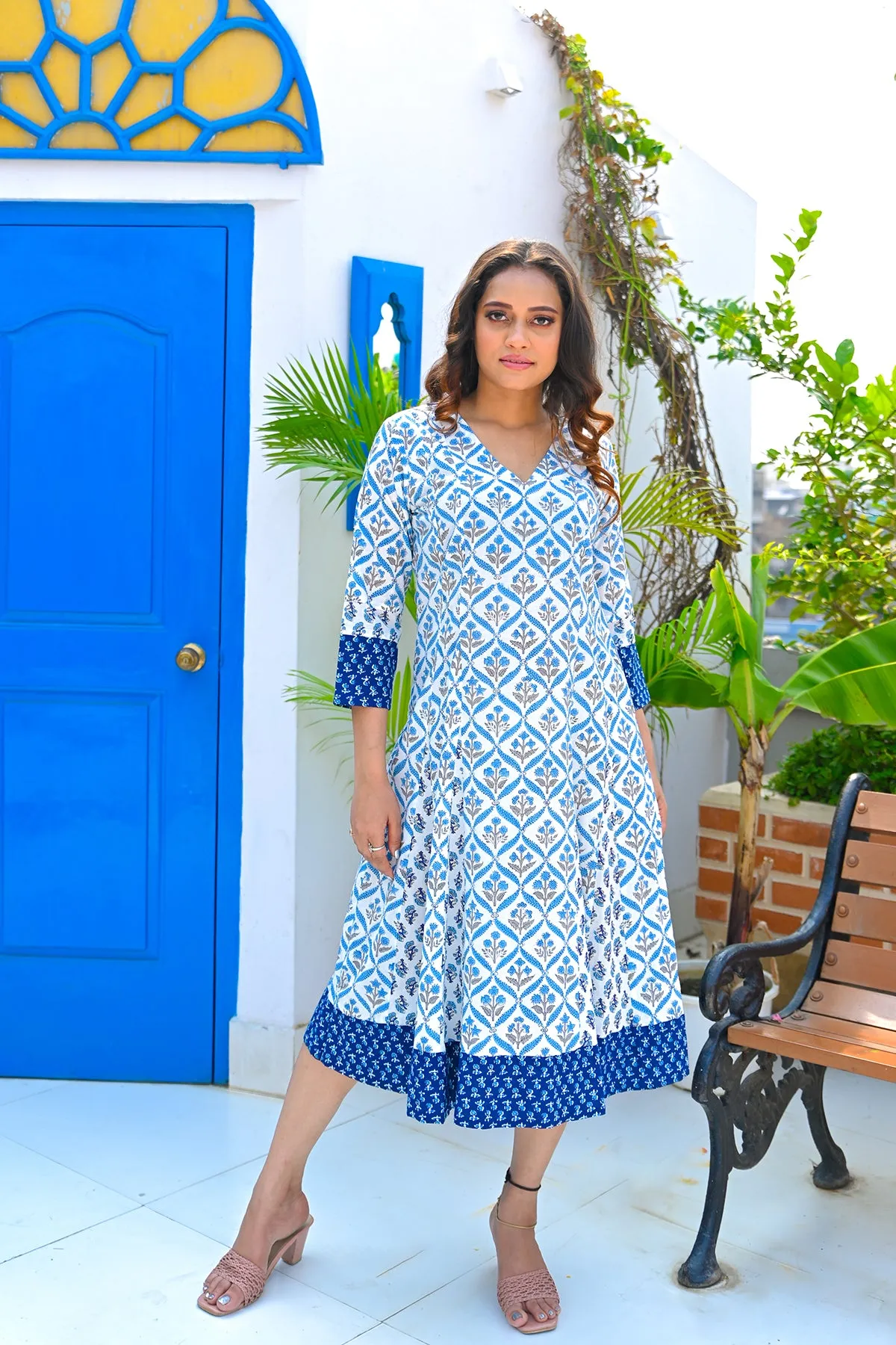 Blue Pure Cotton Kali Dress