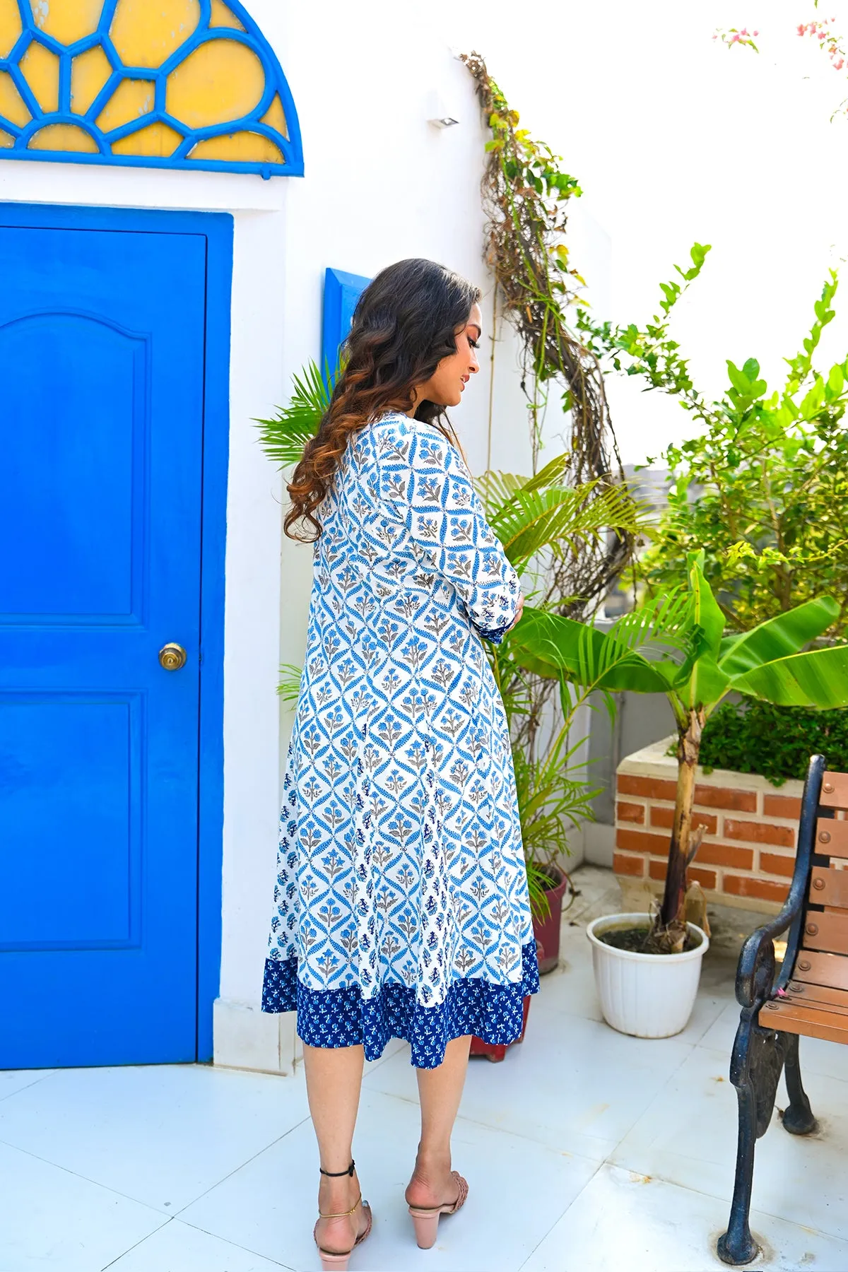 Blue Pure Cotton Kali Dress