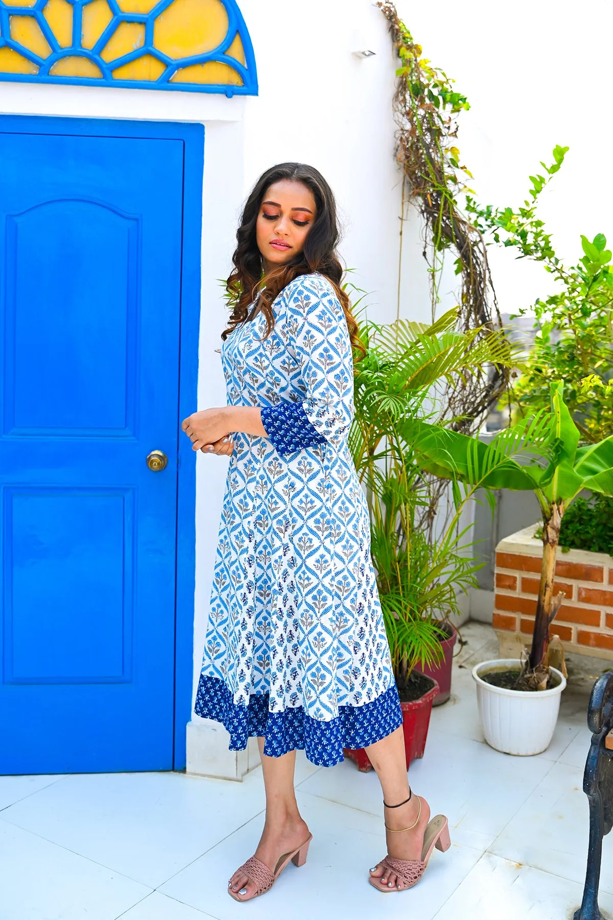 Blue Pure Cotton Kali Dress