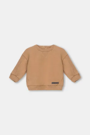 Camel organic knit baby sweater