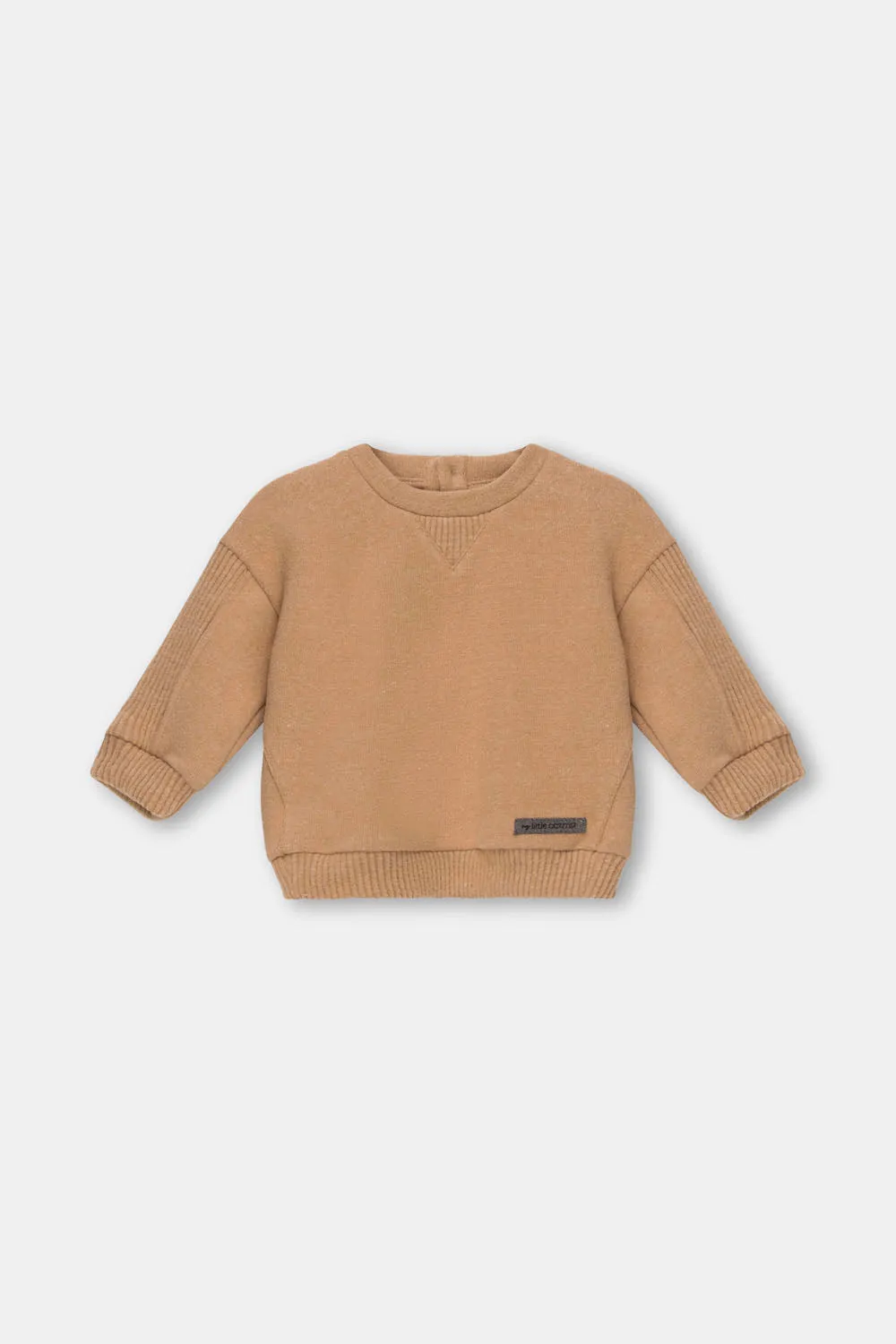 Camel organic knit baby sweater