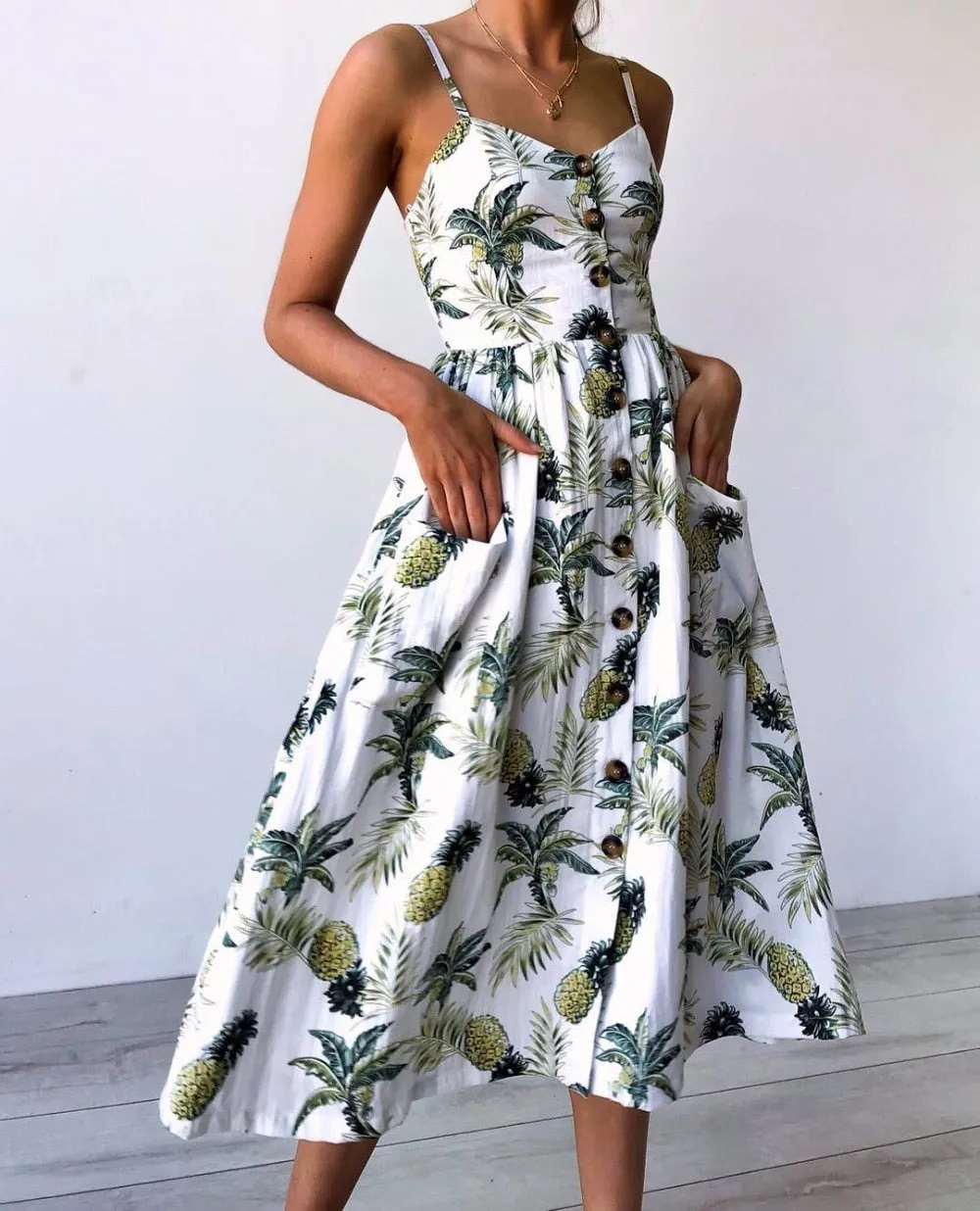 Casual Buttoned Sundress