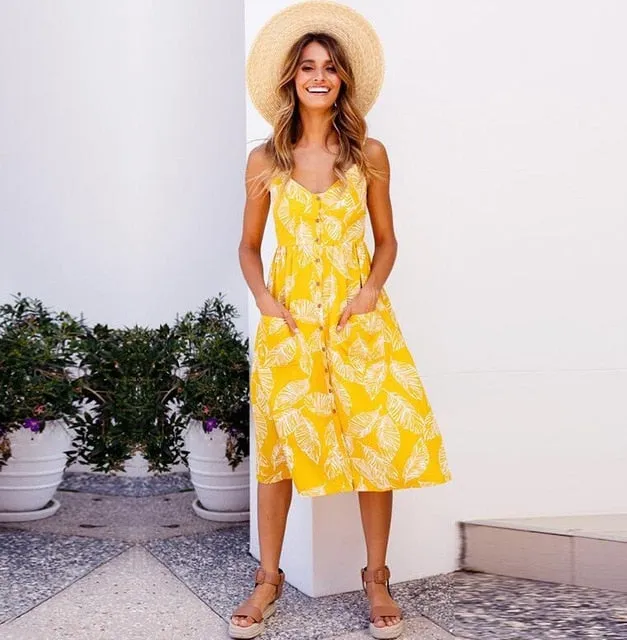 Casual Buttoned Sundress
