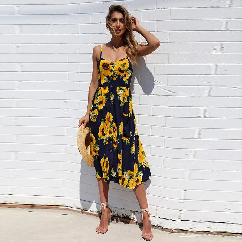 Casual Buttoned Sundress