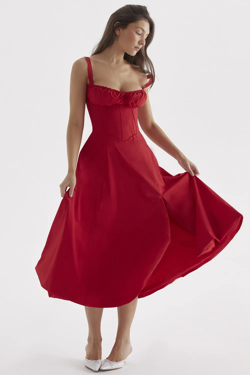 Charlotte Spaghetti Strap Sleeveless A-line Midi Dress