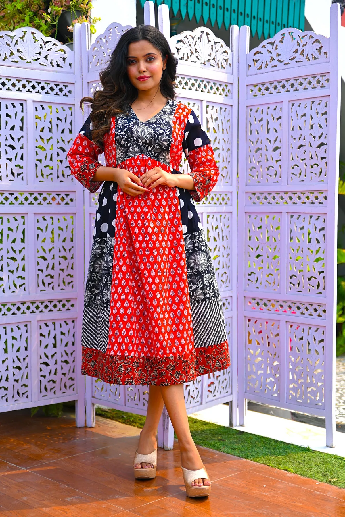 Cherry Pure Cotton Patchwork Dress