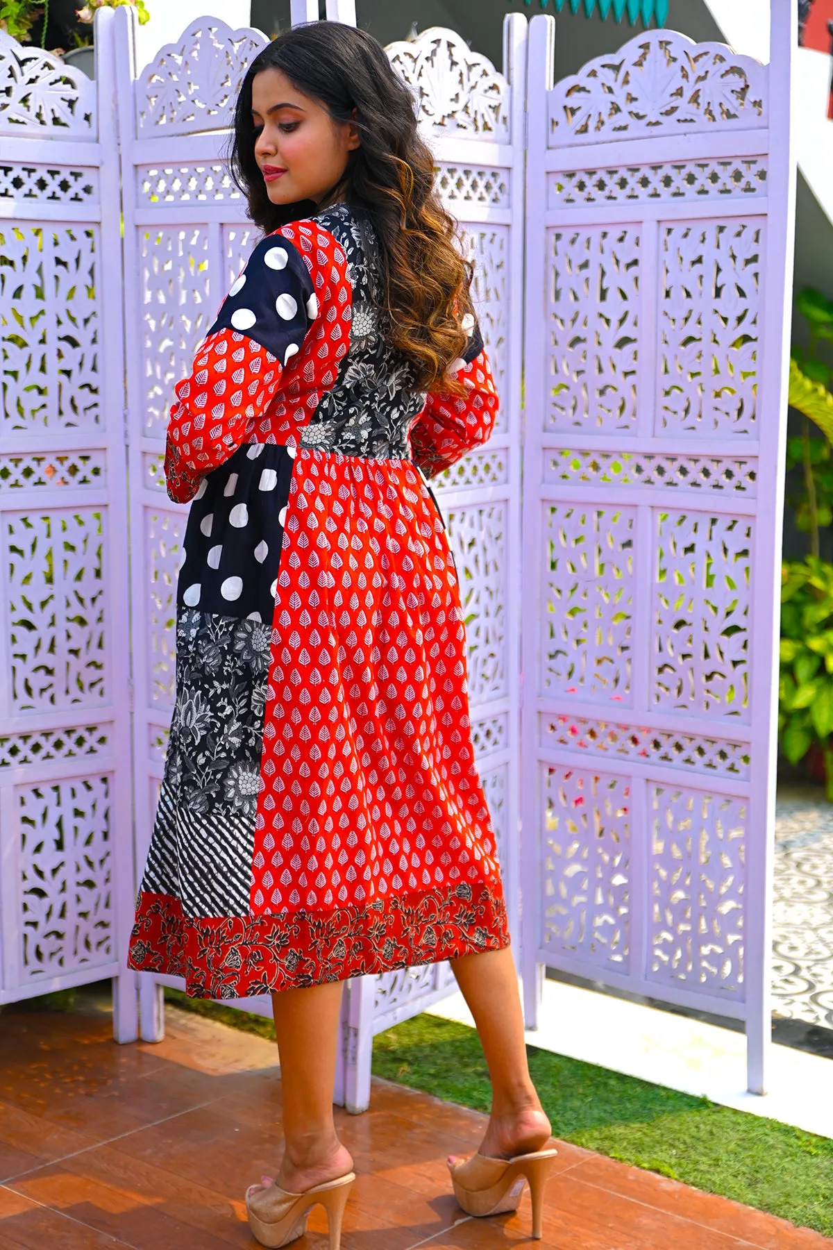 Cherry Pure Cotton Patchwork Dress
