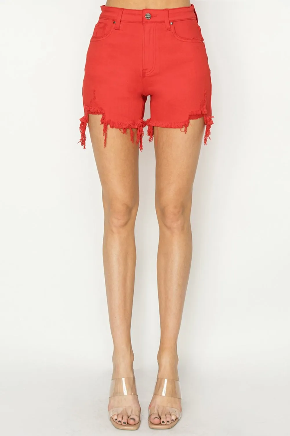 Chic Distressed High Waist Denim Shorts