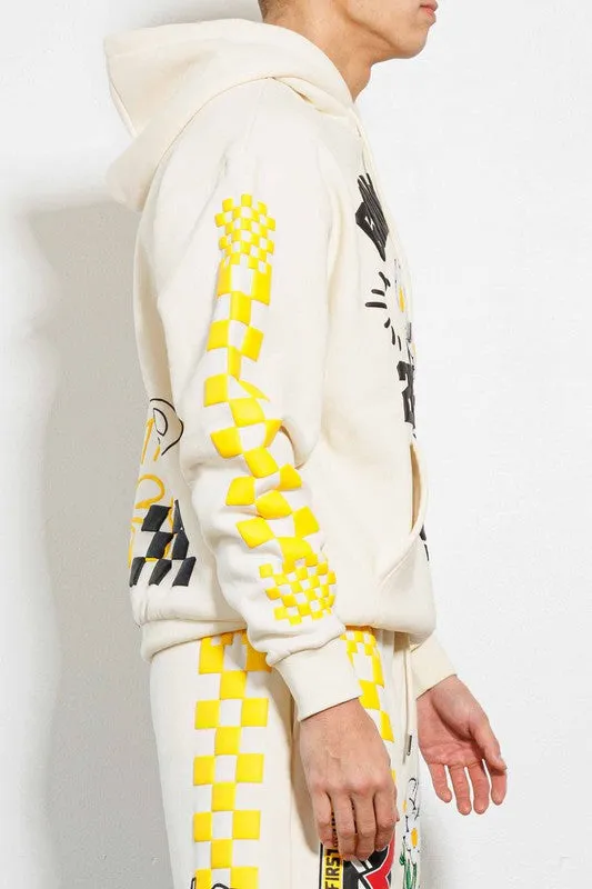 Cream Grow Your Future Chenile Emb. Graphic Hoodie