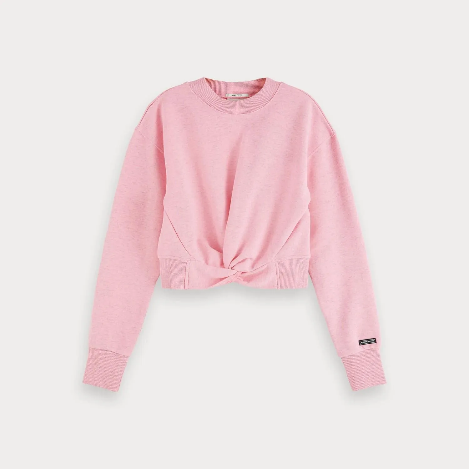 Cropped Knot Front Sweater (Sorbet Pink Melange)