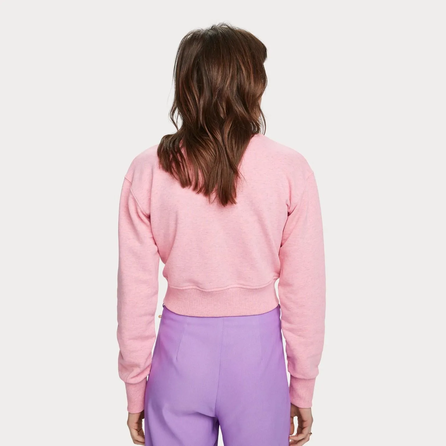 Cropped Knot Front Sweater (Sorbet Pink Melange)