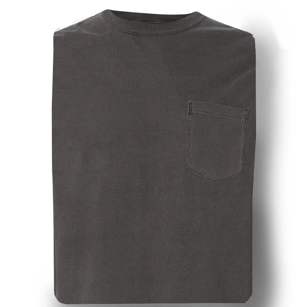 DAVIDSON LONG SLEEVE PIGMENT DYED POCKET TEE - BACK ROAD GREY  Men's Knit T-Shirt By Robert James