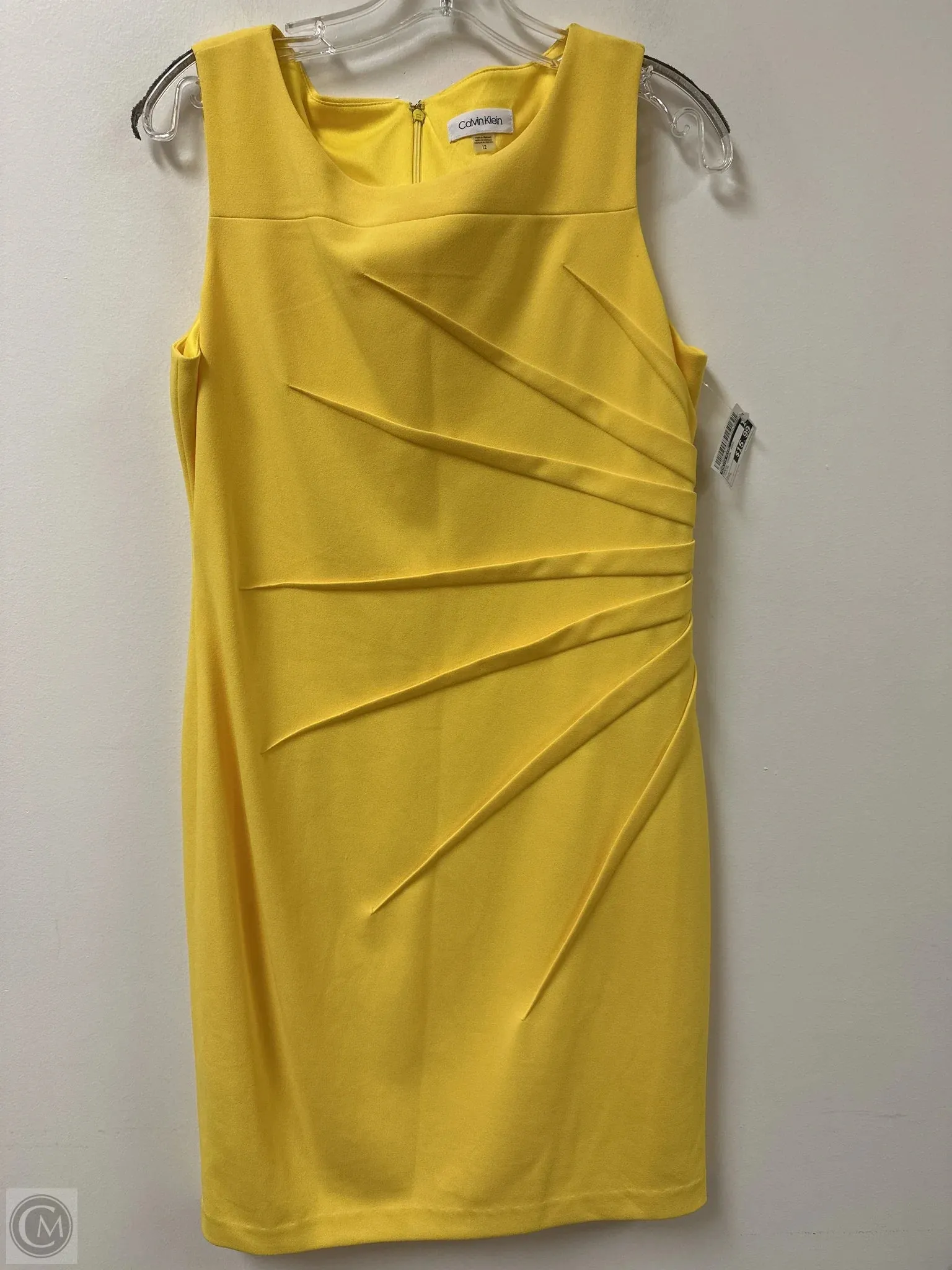 Dress Casual Midi By Calvin Klein In Yellow, Size: L