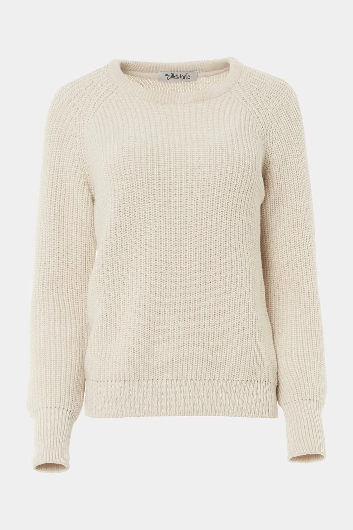ECRU COTTON CREWNECK SWEATER