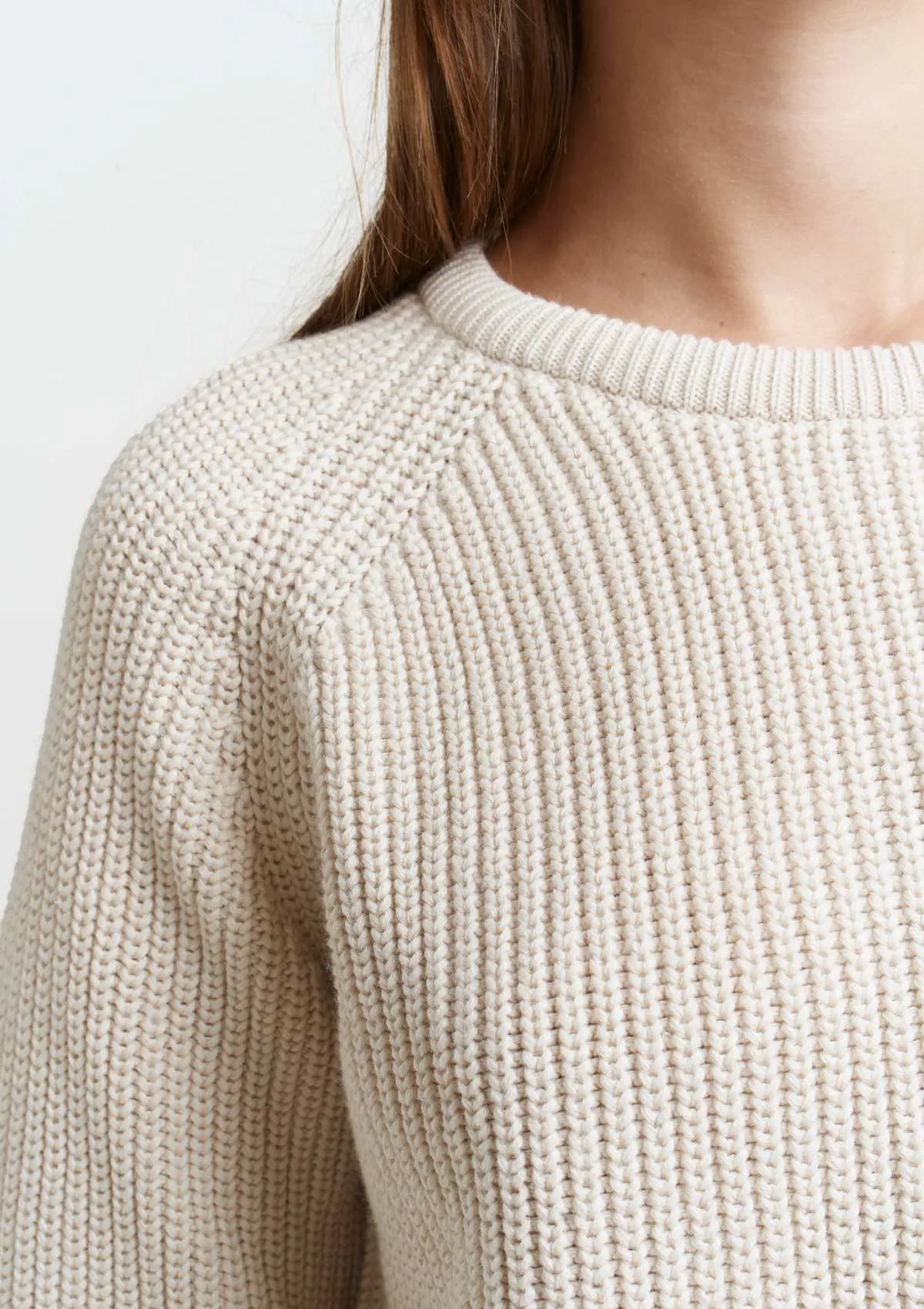 ECRU COTTON CREWNECK SWEATER