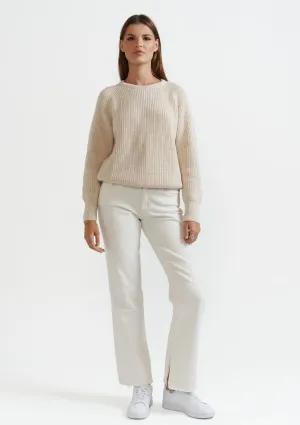 ECRU COTTON CREWNECK SWEATER