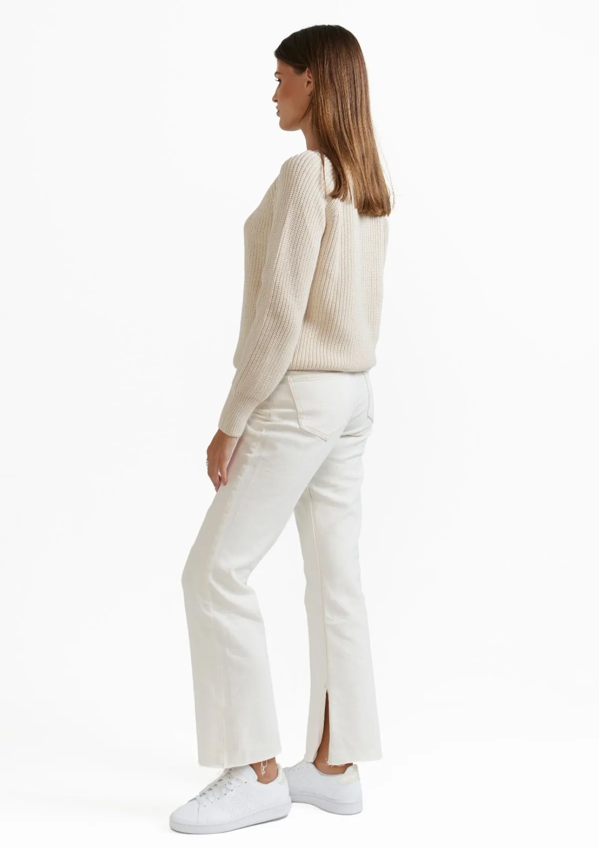ECRU COTTON CREWNECK SWEATER