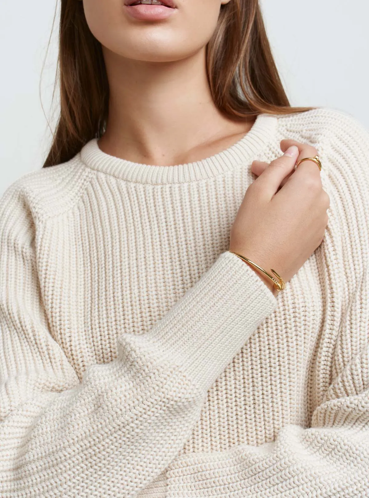 ECRU COTTON CREWNECK SWEATER