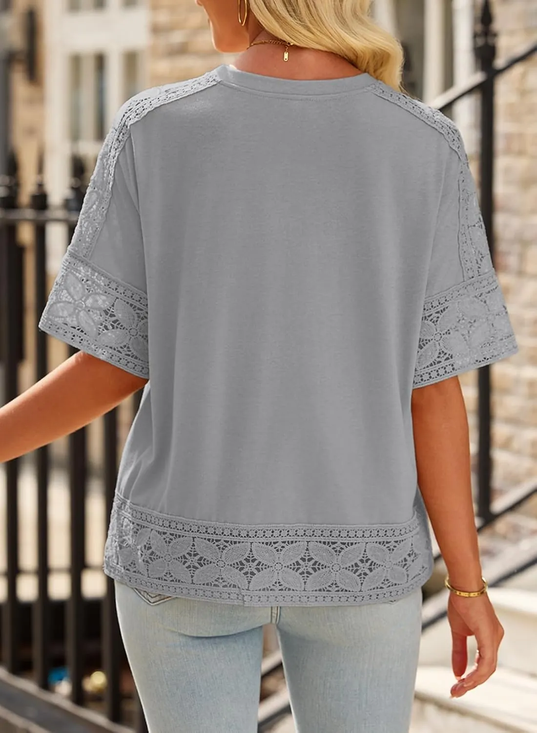 EVALESS Womens Spring Tops Crewneck Short Sleeve Basic Tee Shirts Oversized Summer Outfits Dressy Casual Blouses 2025