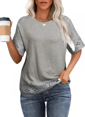 EVALESS Womens Spring Tops Crewneck Short Sleeve Basic Tee Shirts Oversized Summer Outfits Dressy Casual Blouses 2025