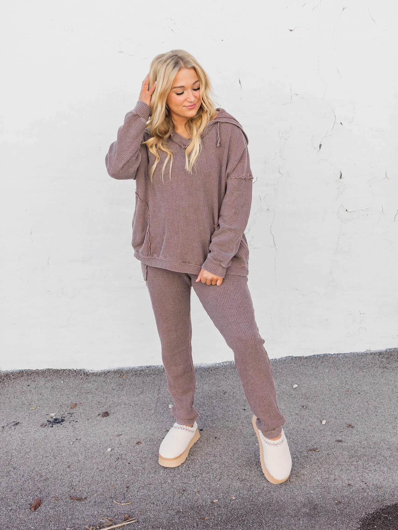 Feel Right Waffle Knit Two Piece Set