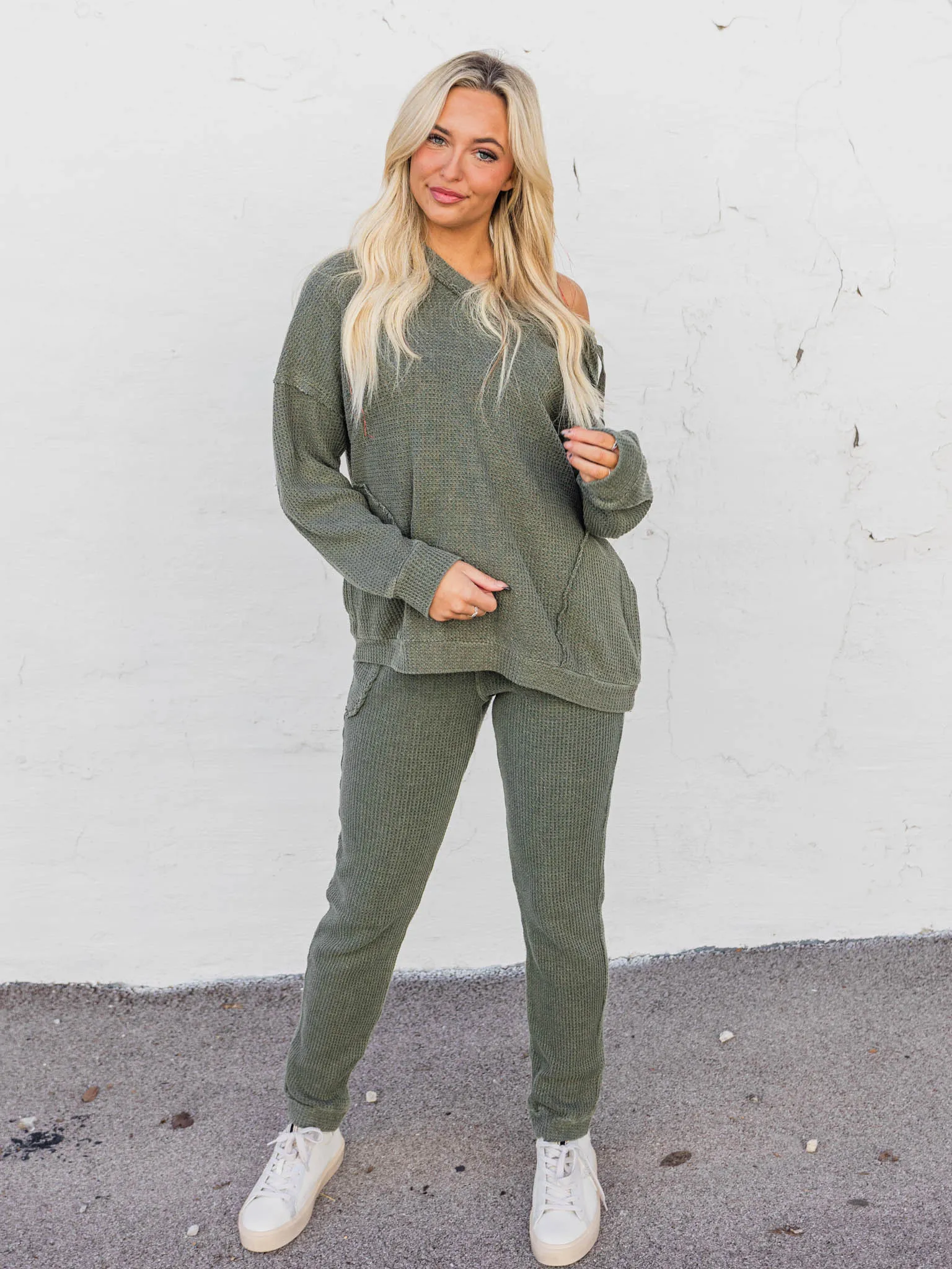 Feel Right Waffle Knit Two Piece Set