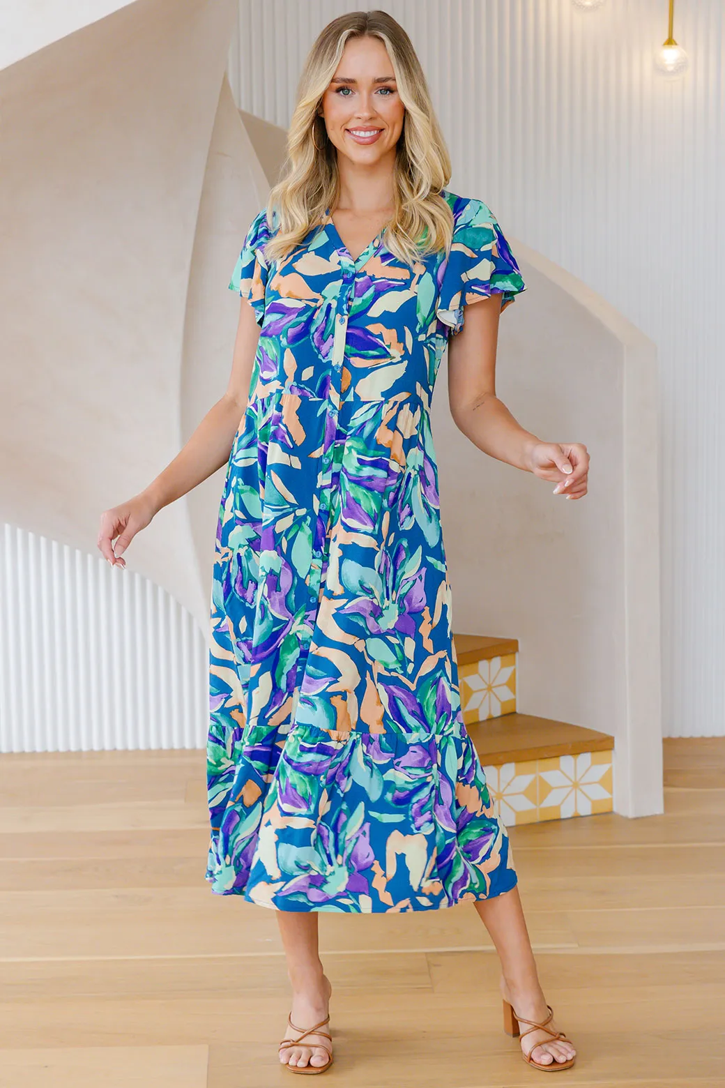 FINAL SALE | Melissa Midi Dress Riviera Print Multi