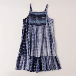 Fringe And Sequin Trim Tie Dye Dress
